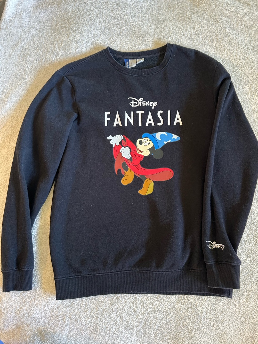 Disney Fantasia Sorcerer Mickey Black Crewneck Sweater H&M x Divided Size Small